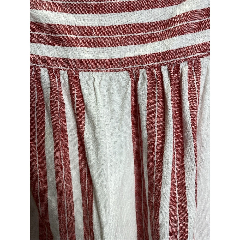 Old Navy White and Red Striped Button Down Peasant Top - Picture 2 of 7